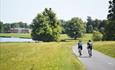 Cyclist in Avington Park on the Itchen Valley Route