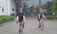 Cyclists at the beginning of Itchen Valley route