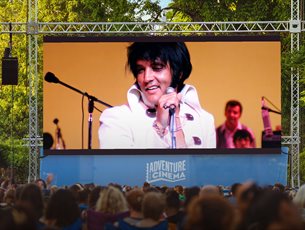 An outdoor cinema screen