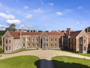 A view of the house at The Vyne from the South Drive.