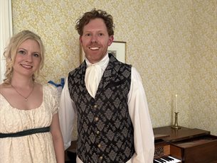 Penelope Appleyard and Jonathan Delbridge in the Drawing Room at Jane Austen's House