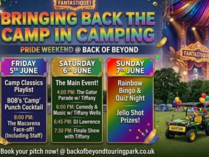 Gay Pride Weekend at Back of Beyond Touring, Camping & Glamping Park