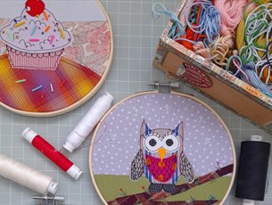Hand stitched fabric applique picture workshop with Linda Miller at Winchester Cathedral