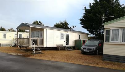 Southsea caravan with a veranda