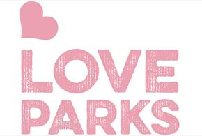 Love Parks logo - with Love Parks in pink and a heart in the top left corner.