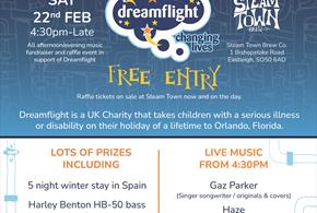 Poster for the Big Big Charity Gig at Steam Town in aid of Dreamflgiht