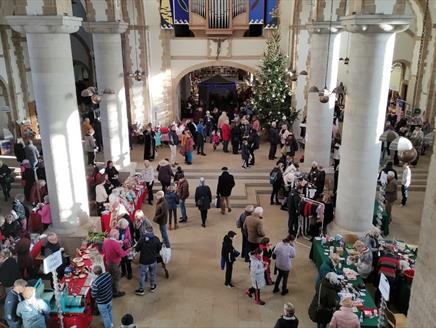 People attending the Christmas Fair at Portsmouth Cathedral