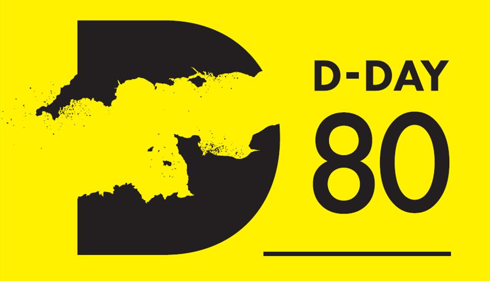 Logo for D-Day 80, featuring the 'D' motif from the D-Day Story museum