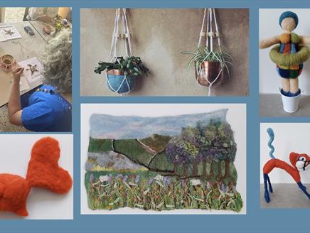 Composite of crafts from the I Can See The Sea Workshops