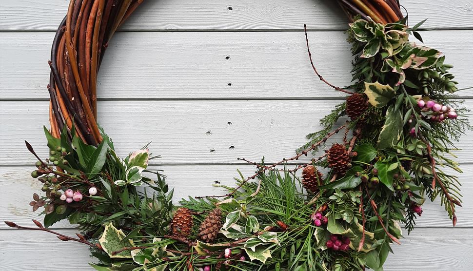 Christmas wreath making workshop with Field Farm Project at Winchester City Mill