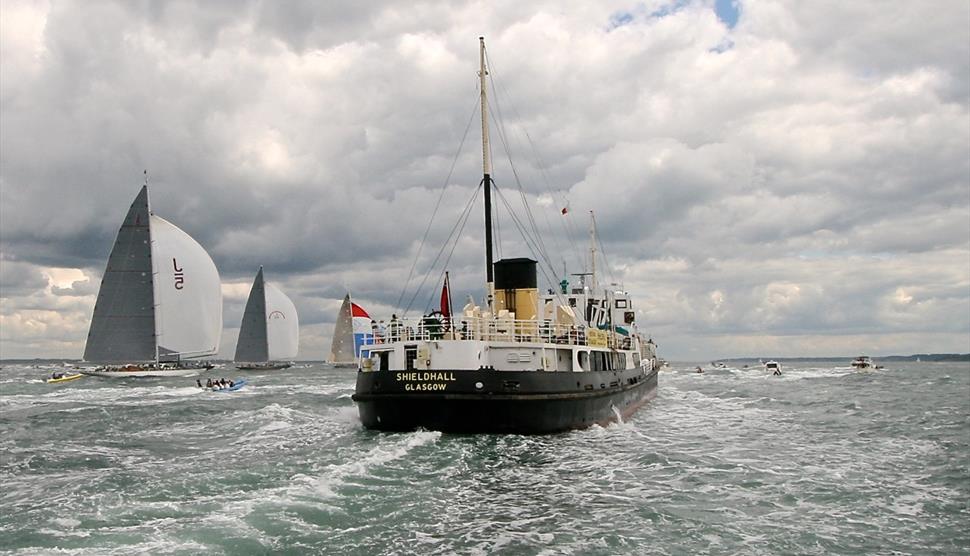 Steamship Shieldhall Cowes Week sailing to the Solent