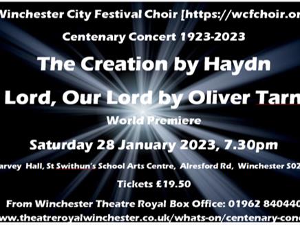World Premiere of O Lord, Our Lord by Winchester composer Oliver Tarney and Haydn's The Creation Sung by Winchester City Festival Choir