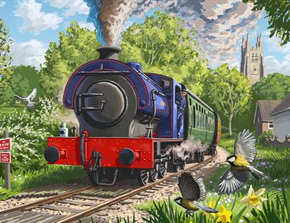 illustration of a steam railway.