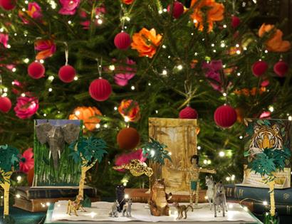 The Jungle Book Christmas at Bateman’s features a festive tree and handcrafted jungle animal displays inspired by the classic story.