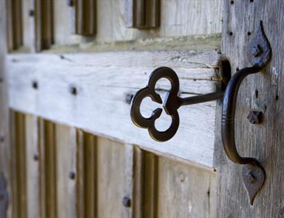 photograph of castle door