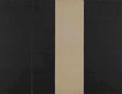abstract painting with black and beige columns