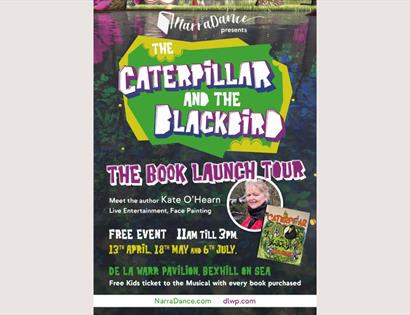 Poster for The Caterpillar and The Blackbird book launch tour with Kate O'Hearn.