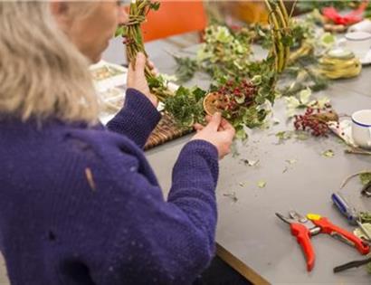 Lady making a wreath