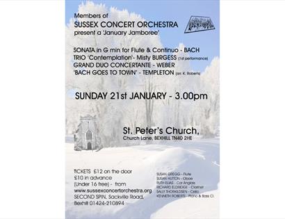 Sussex Concert Orchestra poster. Text in description.
