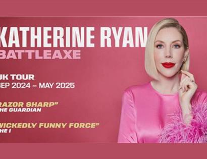 Katherine Ryan on a pink background