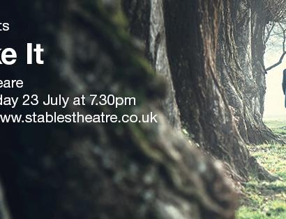 poster for As You Like It shows woman standing with back to camera at end of avenue of trees