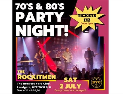 poster for 70s and 80s night shows band on stage