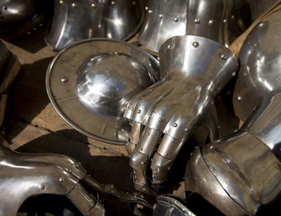 Close up of pieces of armour included gauntlet.