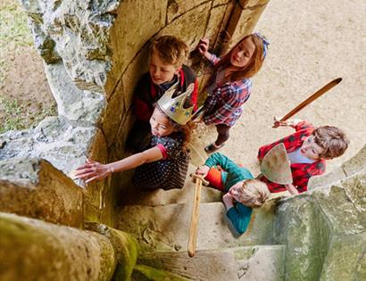 children climbing tower at battle abbey