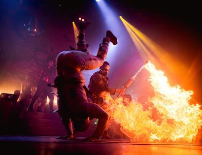 stage pyrotechnics at the circus of horrors.