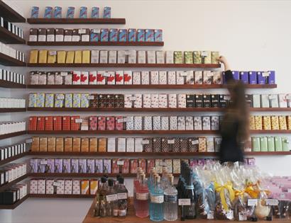 shelves of colourfully packaged chocolate bars