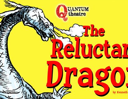 poster with sketch of dragon against yellow background. red text reads 'the reluctant dragon'.