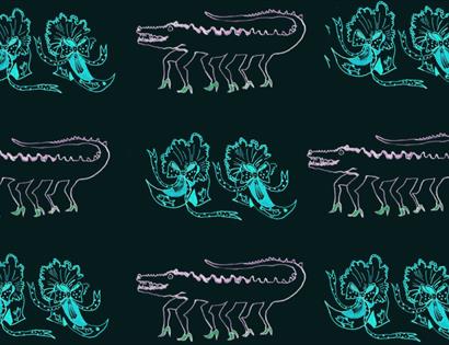 Pattern of neon-style illustrations used for After Hours at Hastings Contemporary.