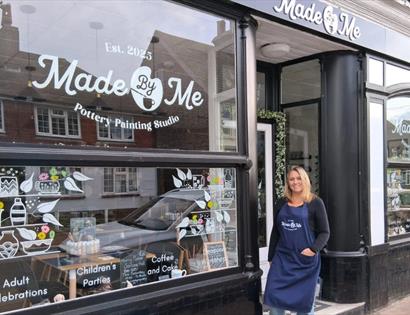 Exterior of Made By Me pottery painting studio in Pevensey, showcasing the welcoming shopfront.