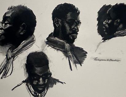 Lynette Yiadom-Boakye, To Improvise a Mountain, 2024. Charcoal and conte on paper, variable dimensions (unfinished).