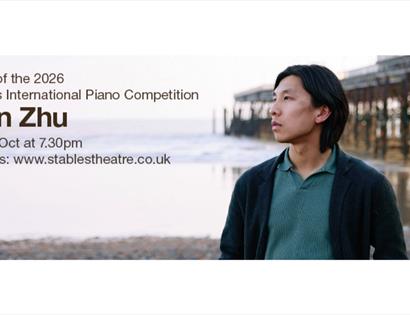 Promotional banner for pianist Ryan Zhu, winner of the 2026 Hastings International Piano Competition.