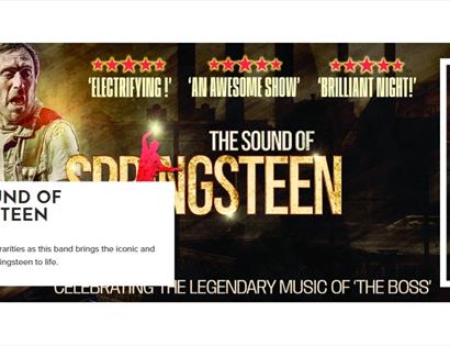 Promotional banner for The Sound of Springsteen, celebrating songs of Bruce Springsteen, with performer image and White Rock logo