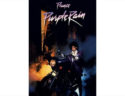 Promotional artwork for a special screening of Purple Rain at De La Warr Pavilion, marking the 10th anniversary