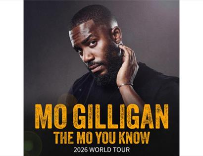 Poster for ‘Mo Gilligan: The Mo You Know’ 2026 world tour, showing a person posing against a dark background.