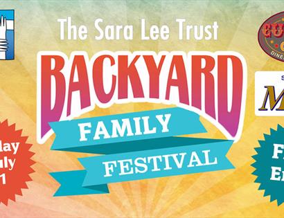 A poster for the Backyard Family Festival for the Sara Lee Trust, in Bexhill East Sussex