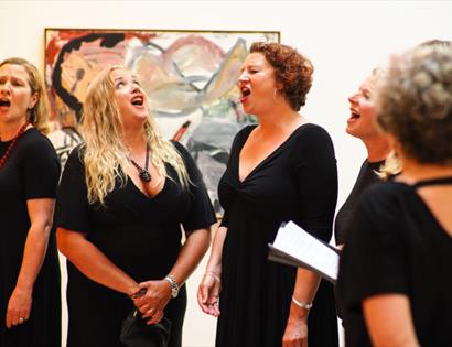 Choir singing at Free First Tuesday at the Hastings Contemporary art gallery.
