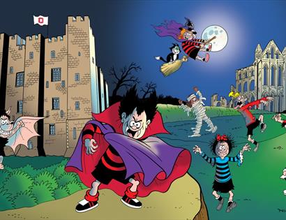 Dennis the Menace and friends at Battle Abbey cartoon