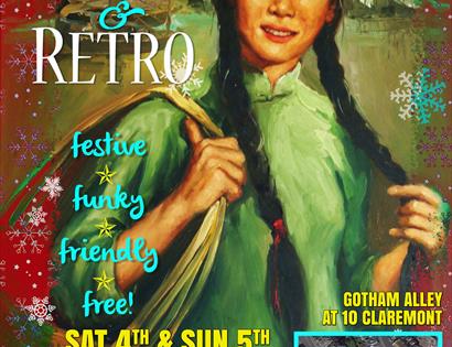 Poster for Vintage and Retro Market at Gotham Alley, Claremont Hastings.