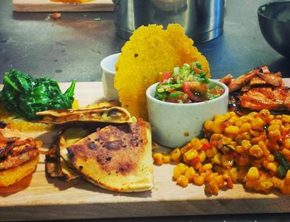 Mexican Street food on a wooden food board