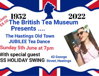 poster for tea dance with union jack border