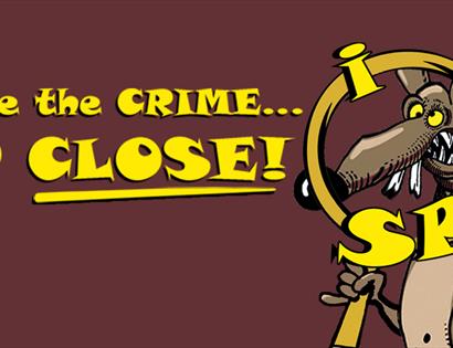 solve the crime up close, magnifying glass with cartoon rat