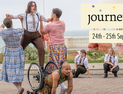 poster for journeys dance festival with four dancers