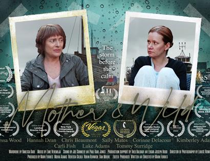film poster with two polaroid images, each showing a white woman looking to the side.