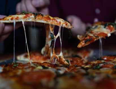 Thin and crispy pizza slices