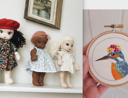 Handmade textile dolls and embroidery