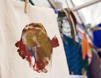 Printed fish on textile